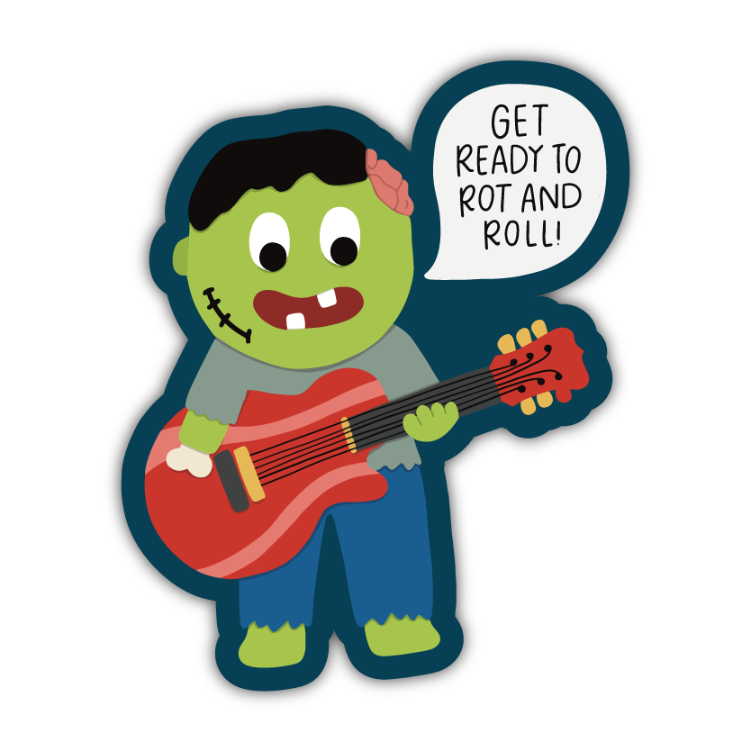 Rot and Roll Zombie Sticker