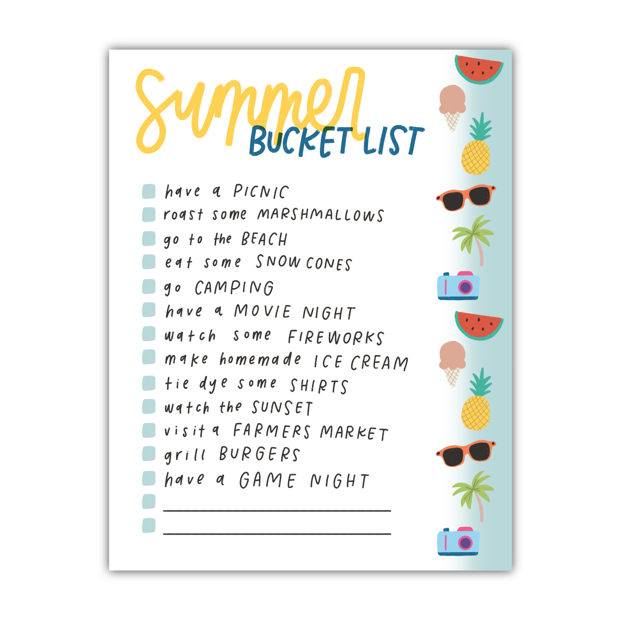 Summer Bucket List (Digital Download)