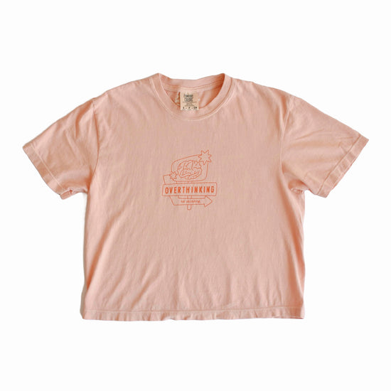 Overthinking Motel Sign Cropped Tee (Peach)