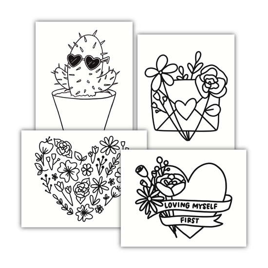 Valentine's Coloring Sheet Bundle (Digital Download)