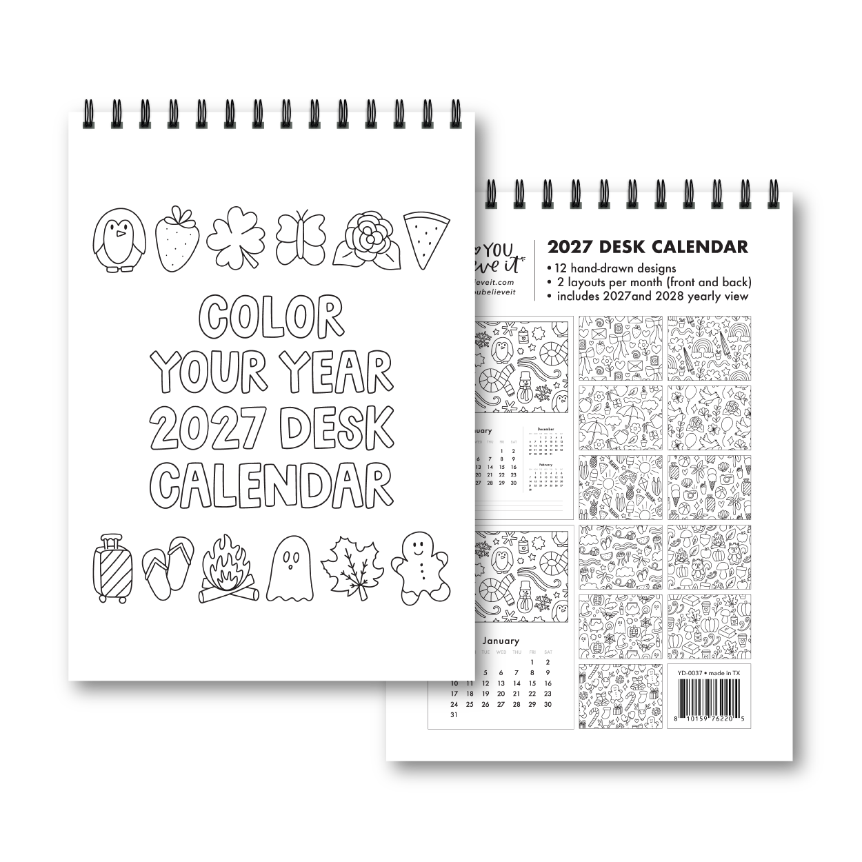 Color Your Year 2027 Desk Calendar