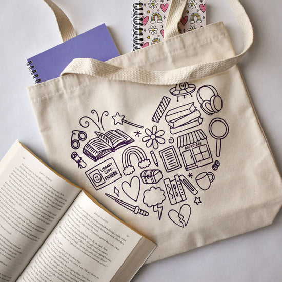 Reading Heart Tote Bag