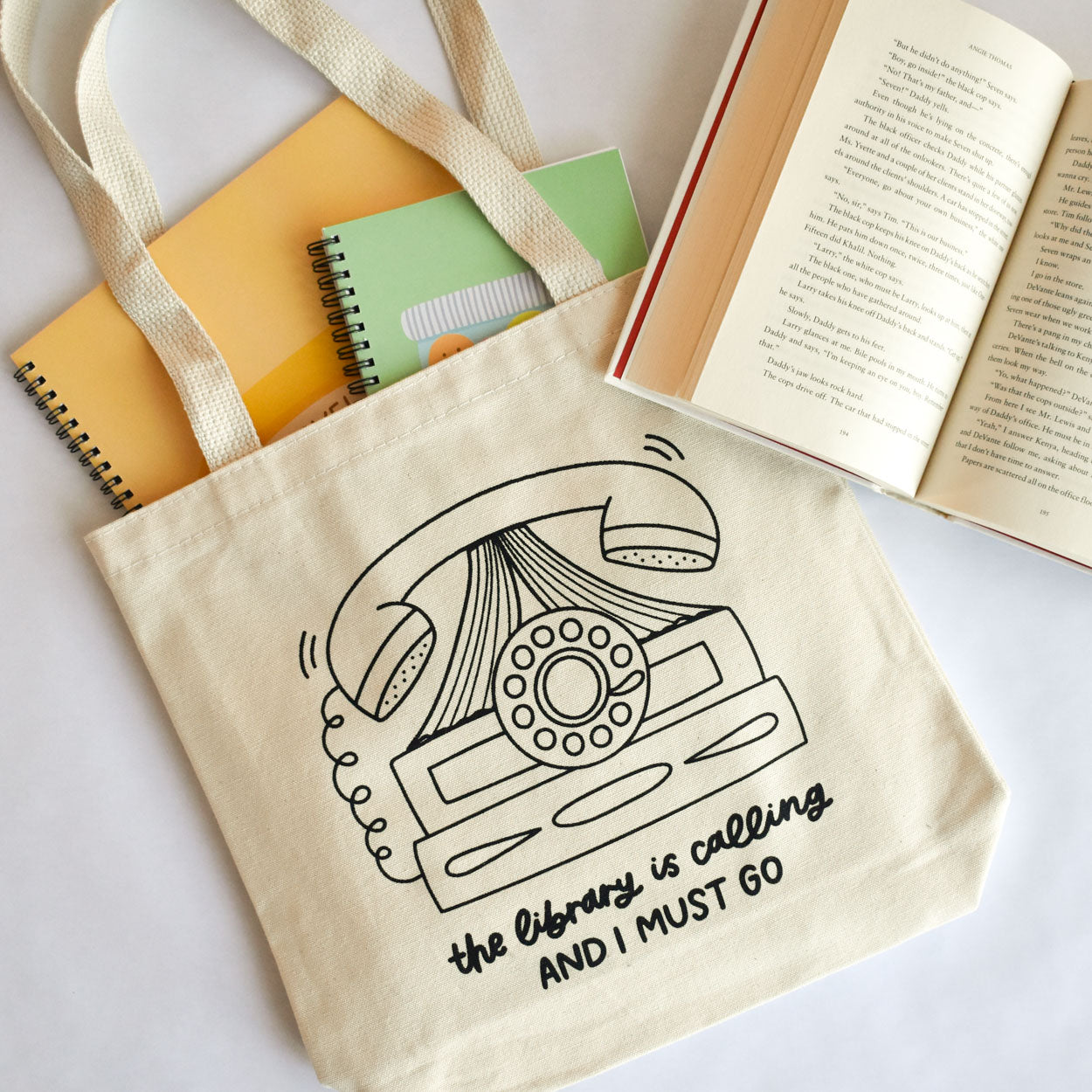 The Library Is Calling Tote Bag