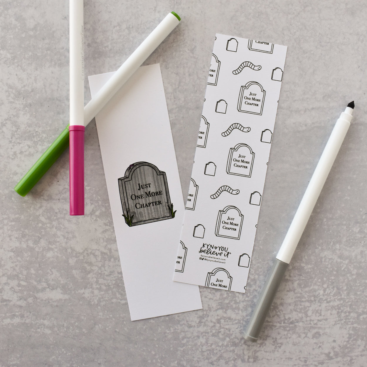 One More Chapter Gravestone Coloring Bookmark