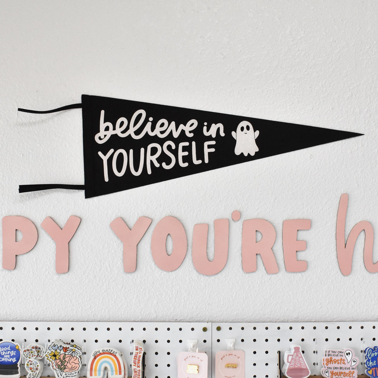 Believe In Yourself Ghost Pennant Flag (Black)