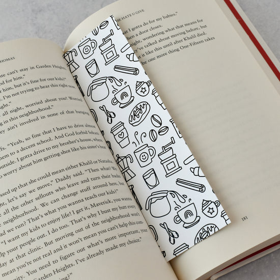 Coffee Pattern Coloring Bookmark