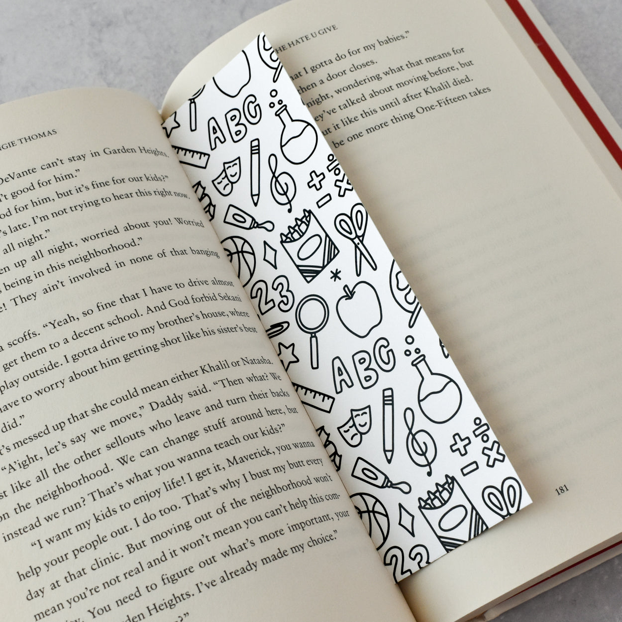 School Pattern Coloring Bookmark