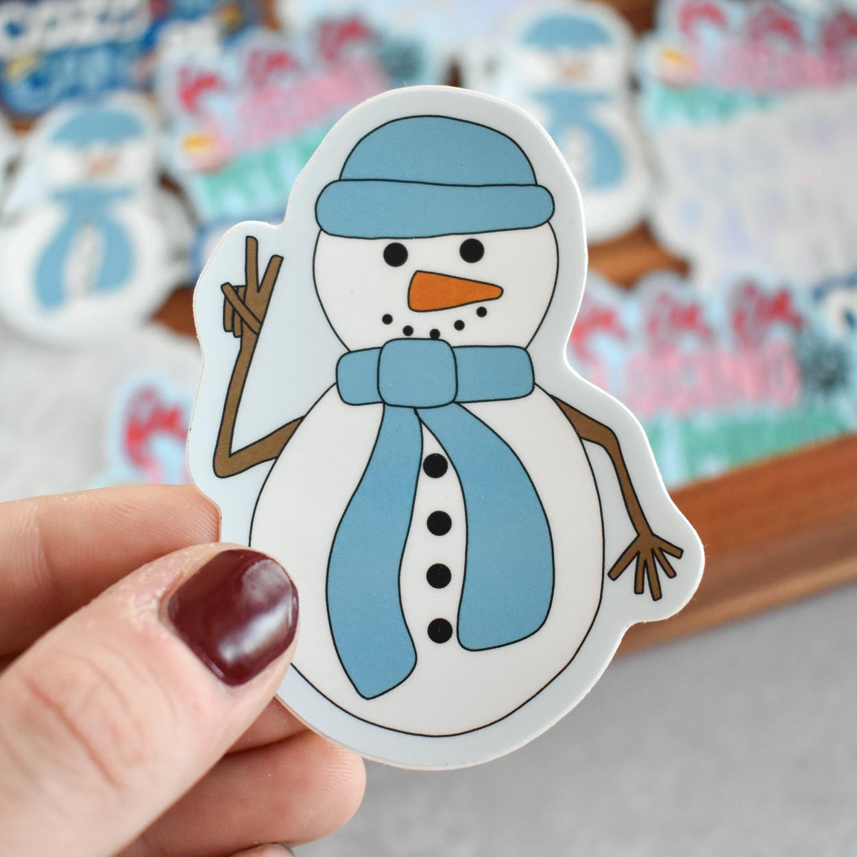 Peace Sign Snowman Sticker