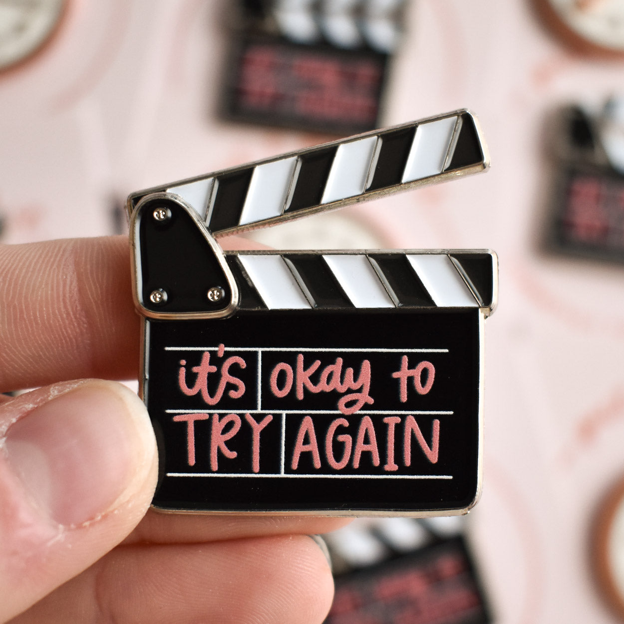 Try Again Film Clapper Pin (Interactive)