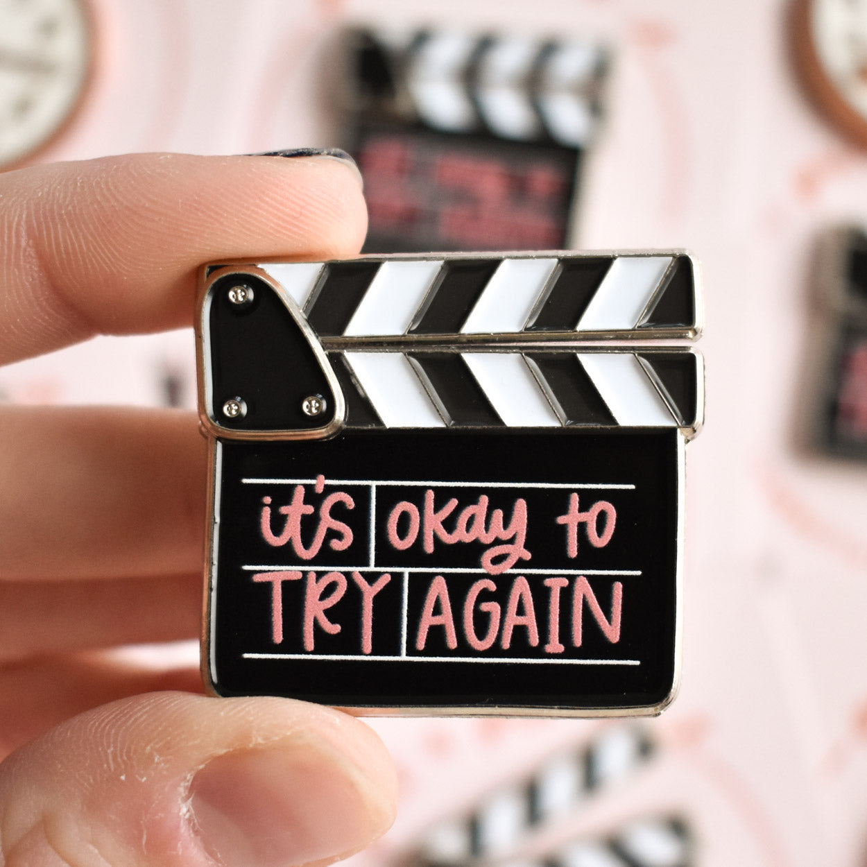 Try Again Film Clapper Pin (Interactive)