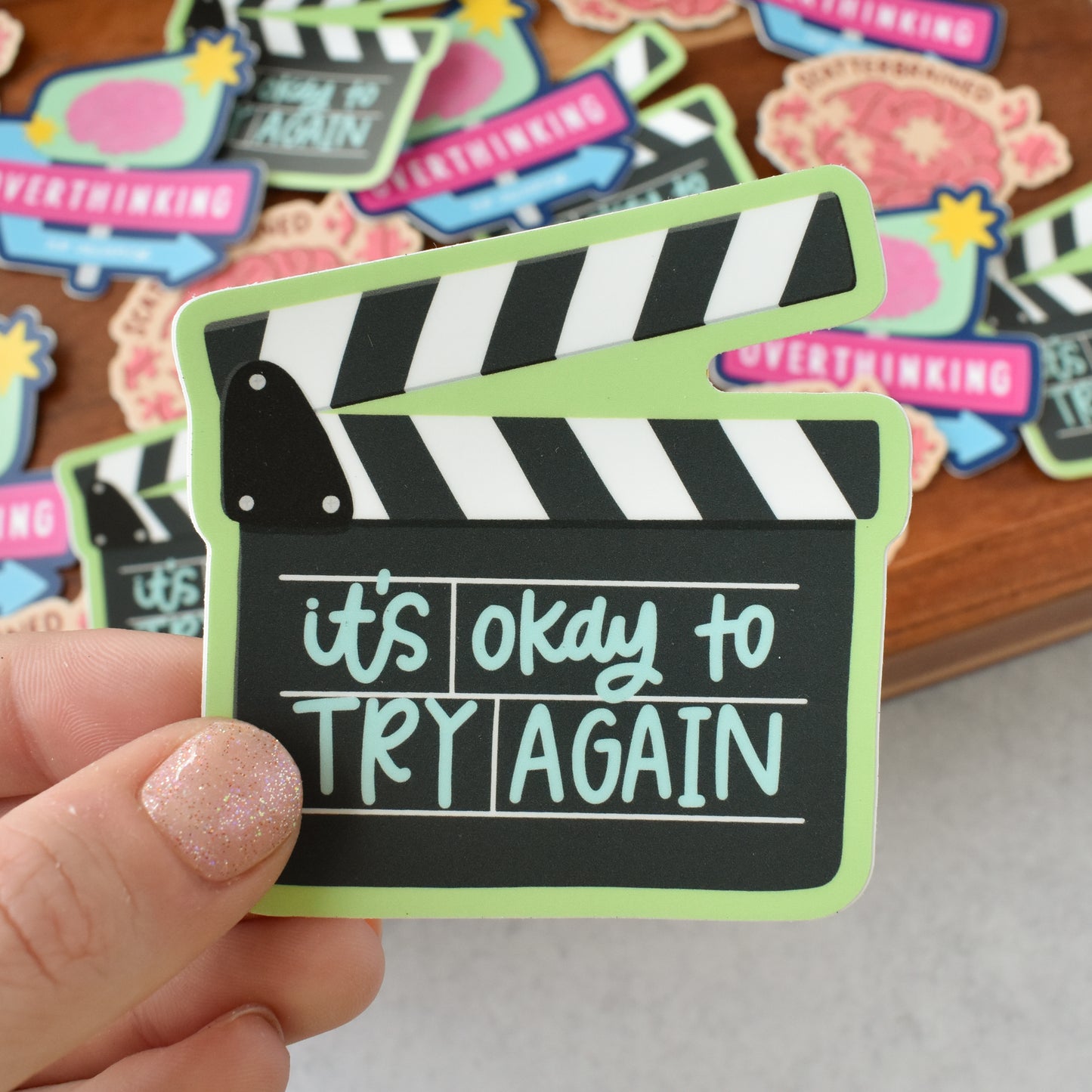 Try Again Film Clapper Sticker