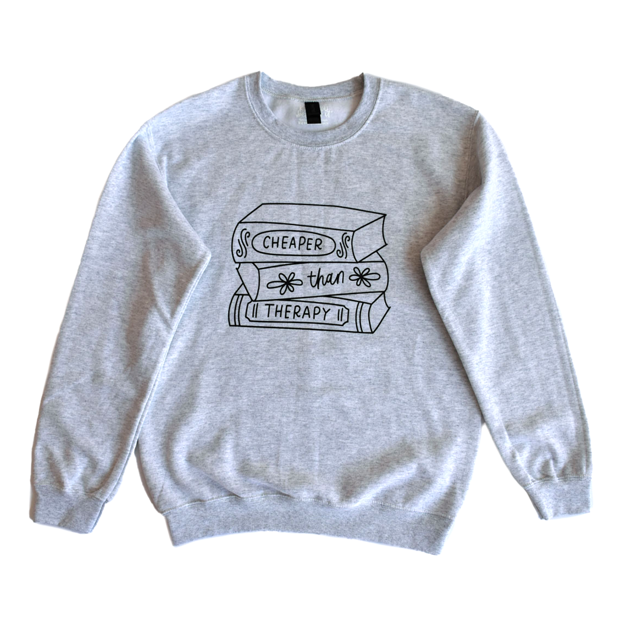 Cheaper Than Therapy Book Stack Sweatshirt (Gray)