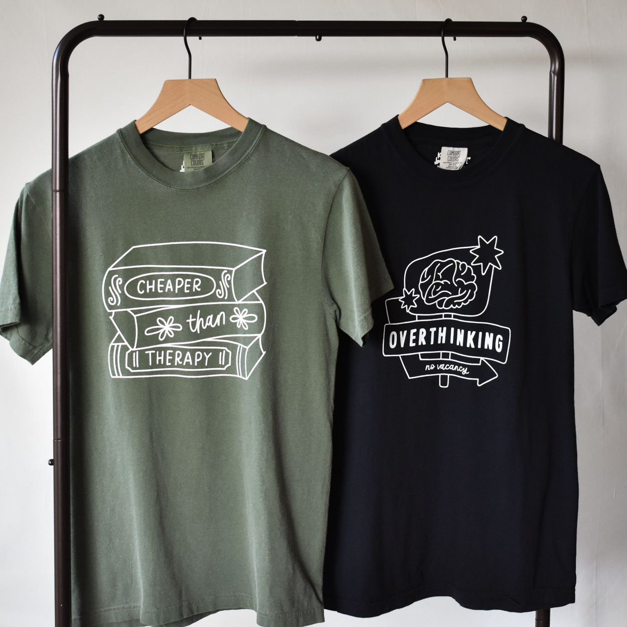 Cheaper Than Therapy Book Stack Tee (Olive)