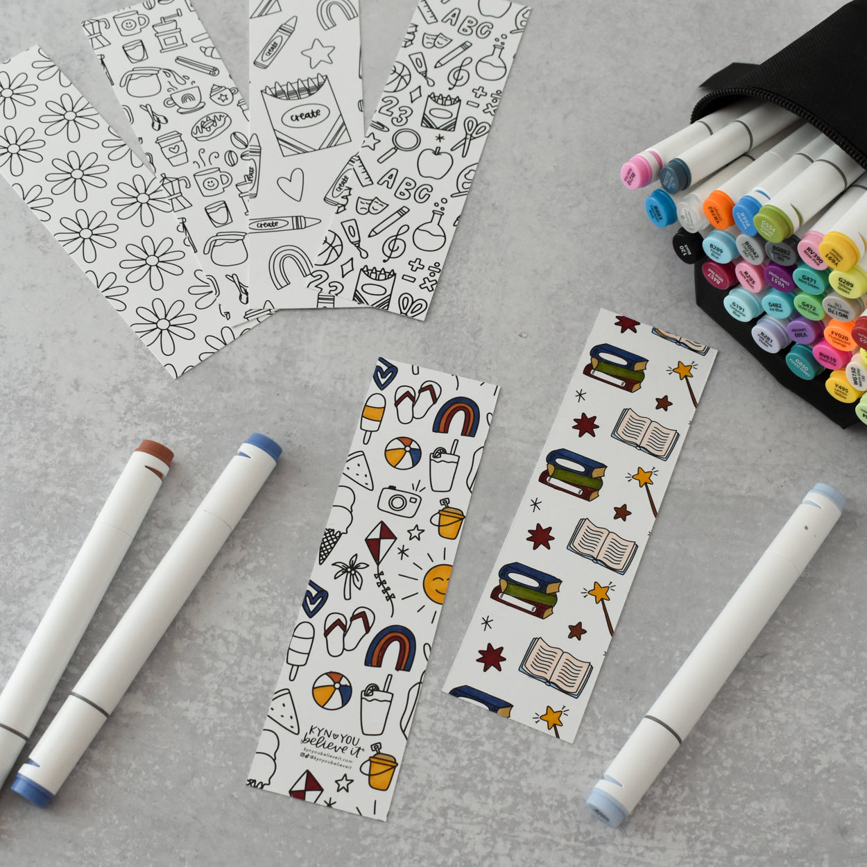 School Pattern Coloring Bookmark