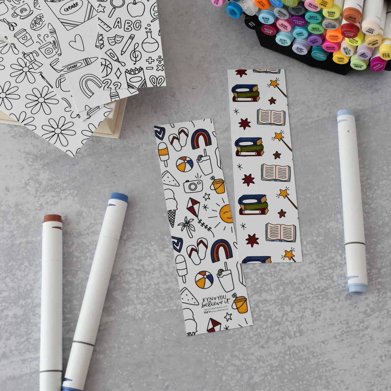 Book Pattern Coloring Bookmark