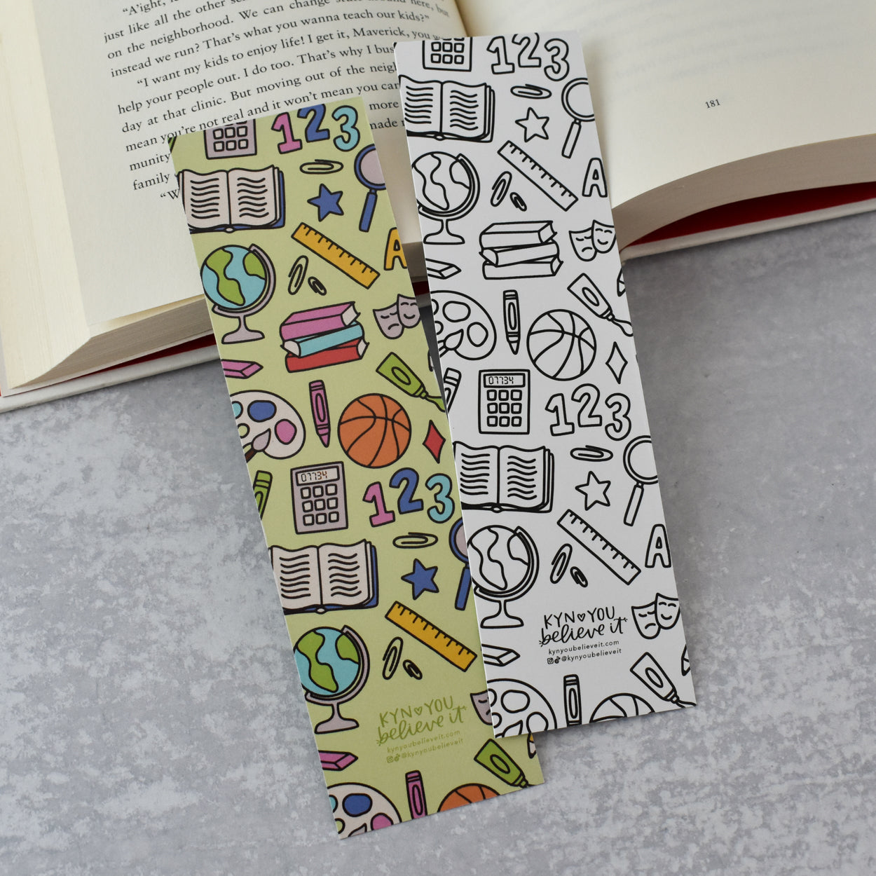 School Pattern Coloring Bookmark