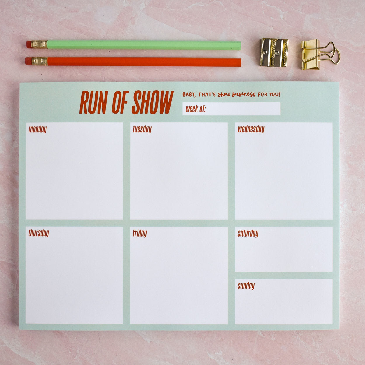 Run of Show Weekly Notepad