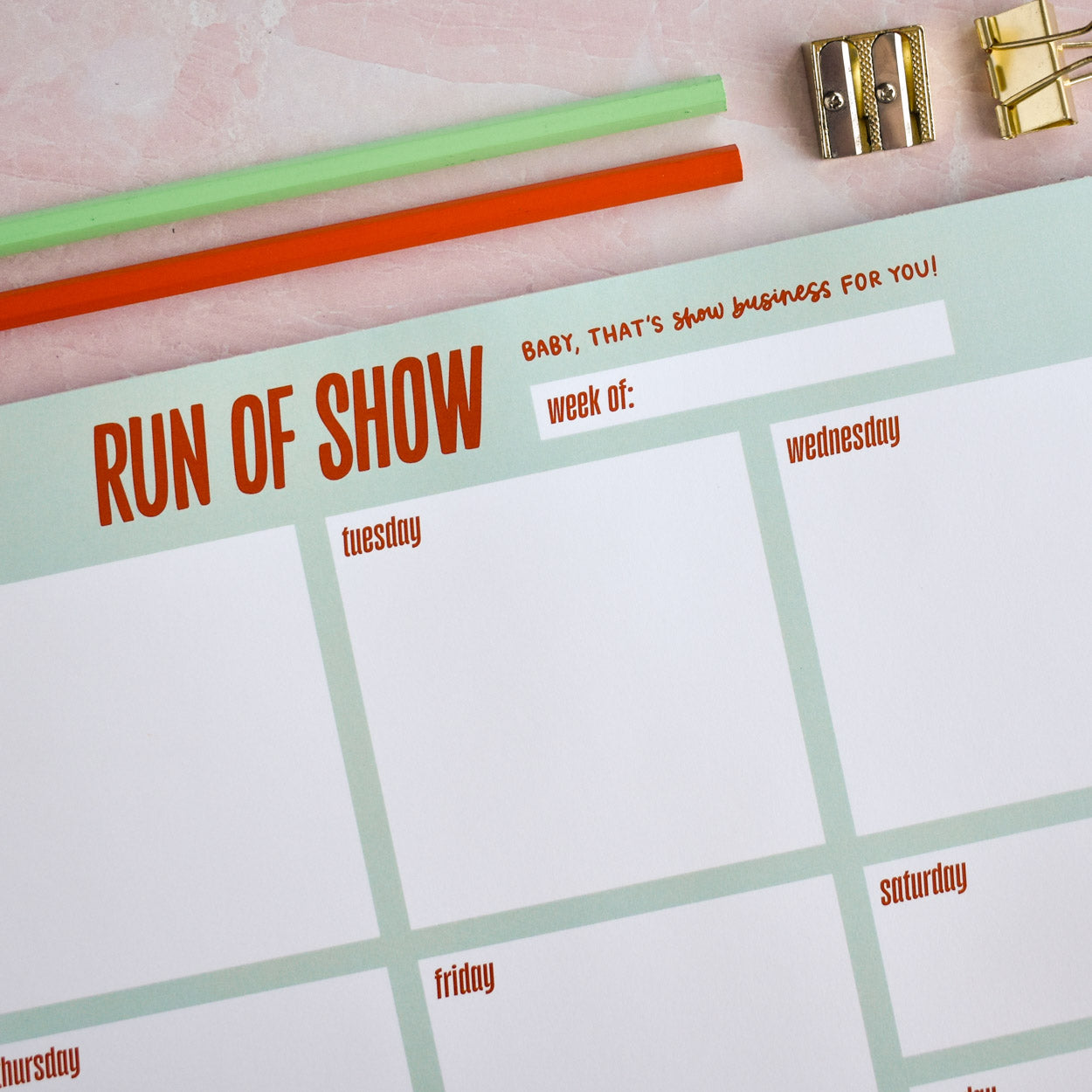 Run of Show Weekly Notepad