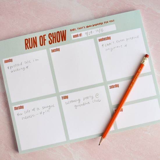 Run of Show Weekly Notepad
