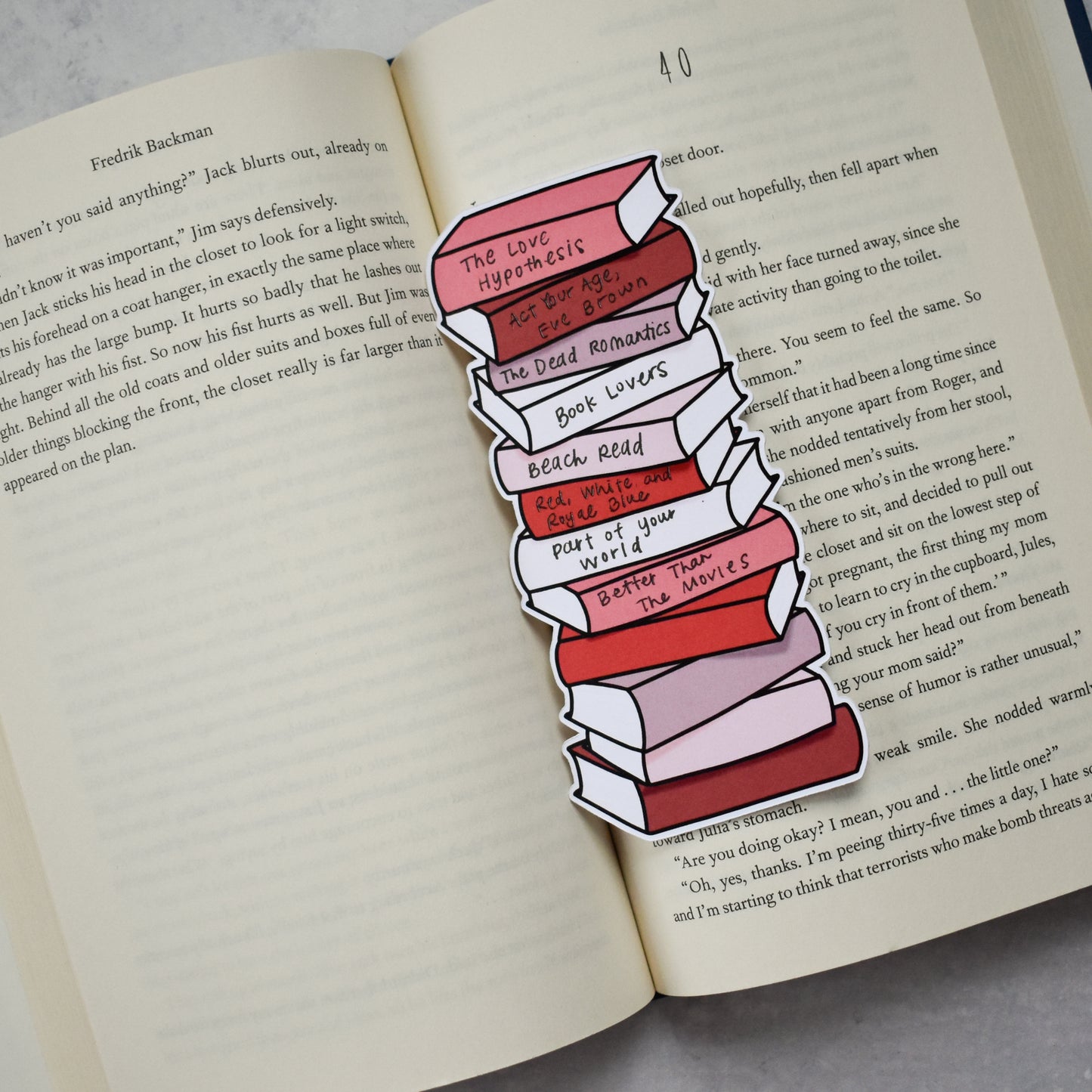 Book Stack Bookmark (Lovey Dovey)