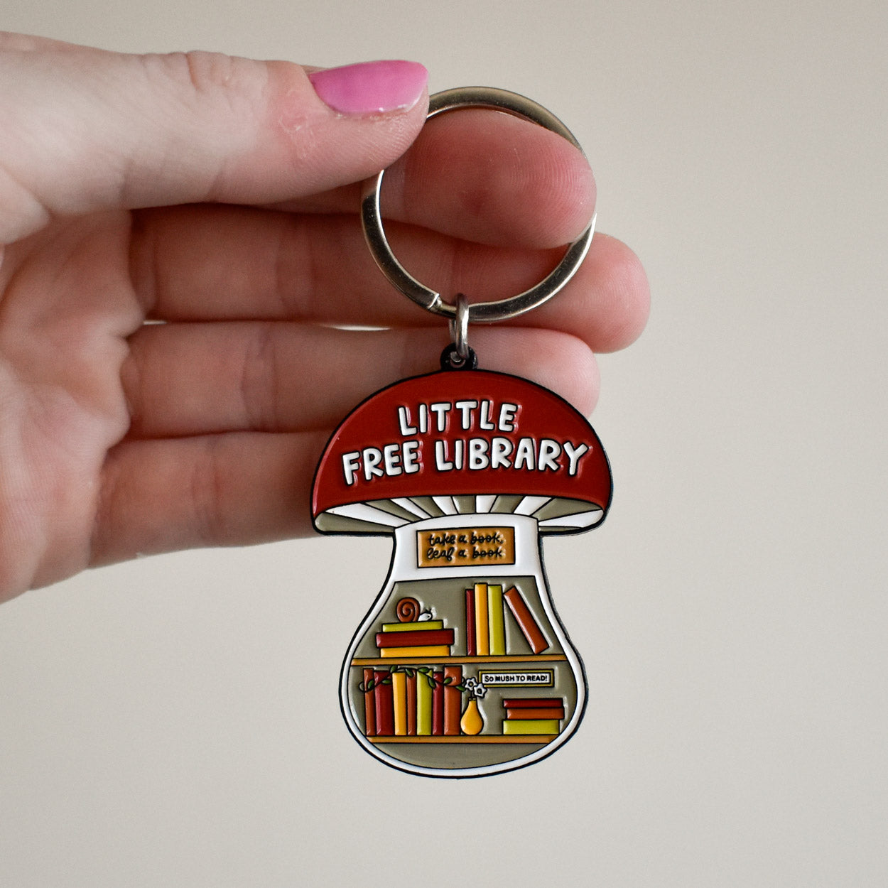 Mushroom Little Free Library Keychain