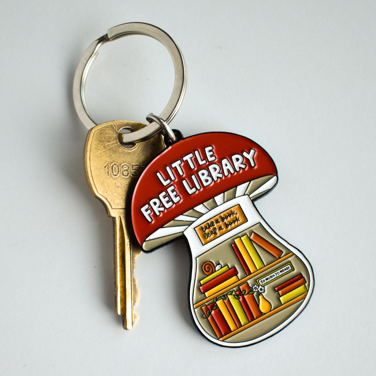 Mushroom Little Free Library Keychain