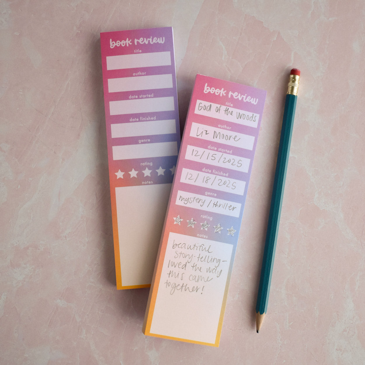 Pastel Book Review Notepad