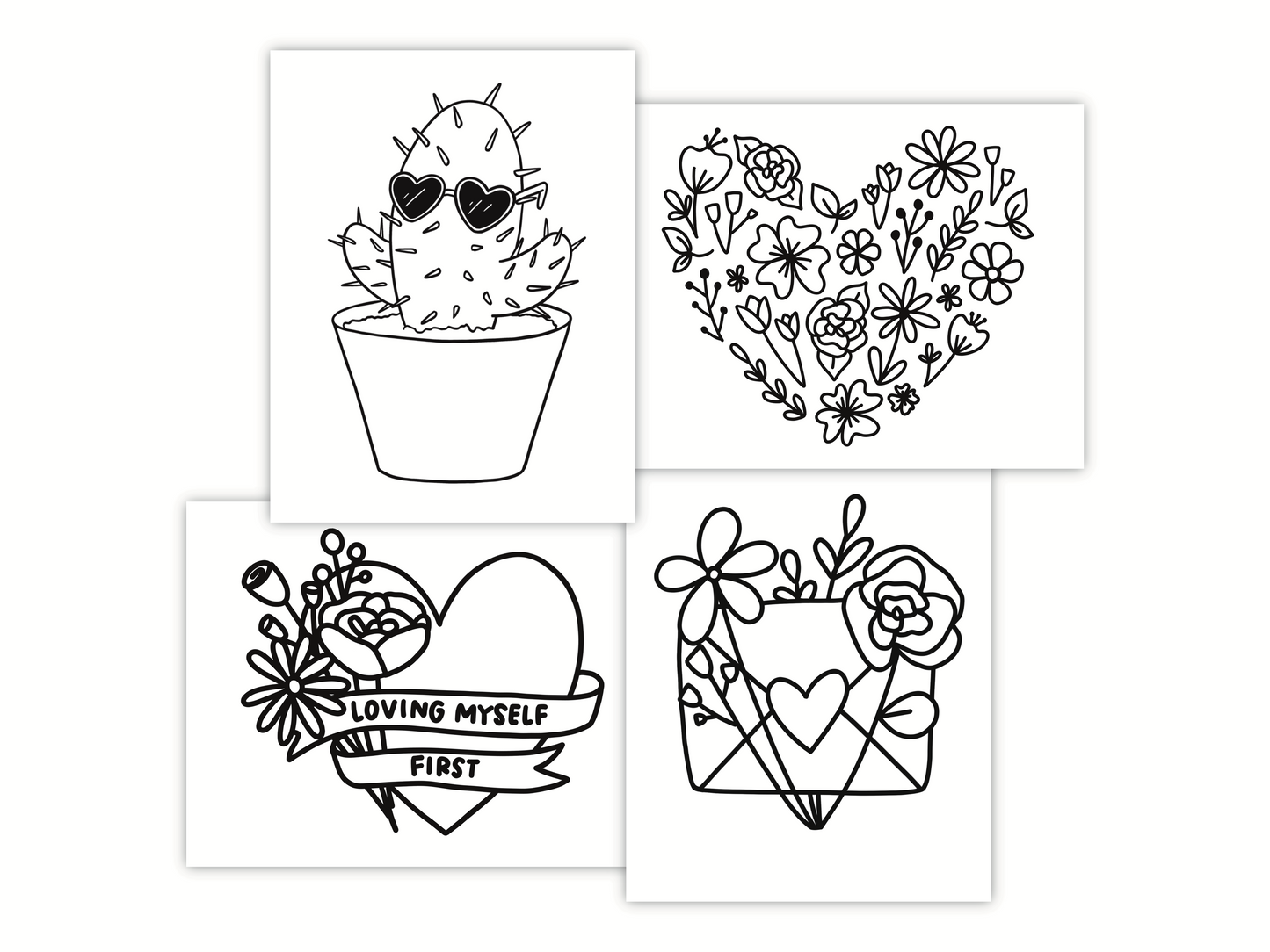 Valentine's Coloring Sheet Bundle (Digital Download)