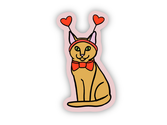 Load image into Gallery viewer, Valentine&amp;#39;s Cat Sticker
