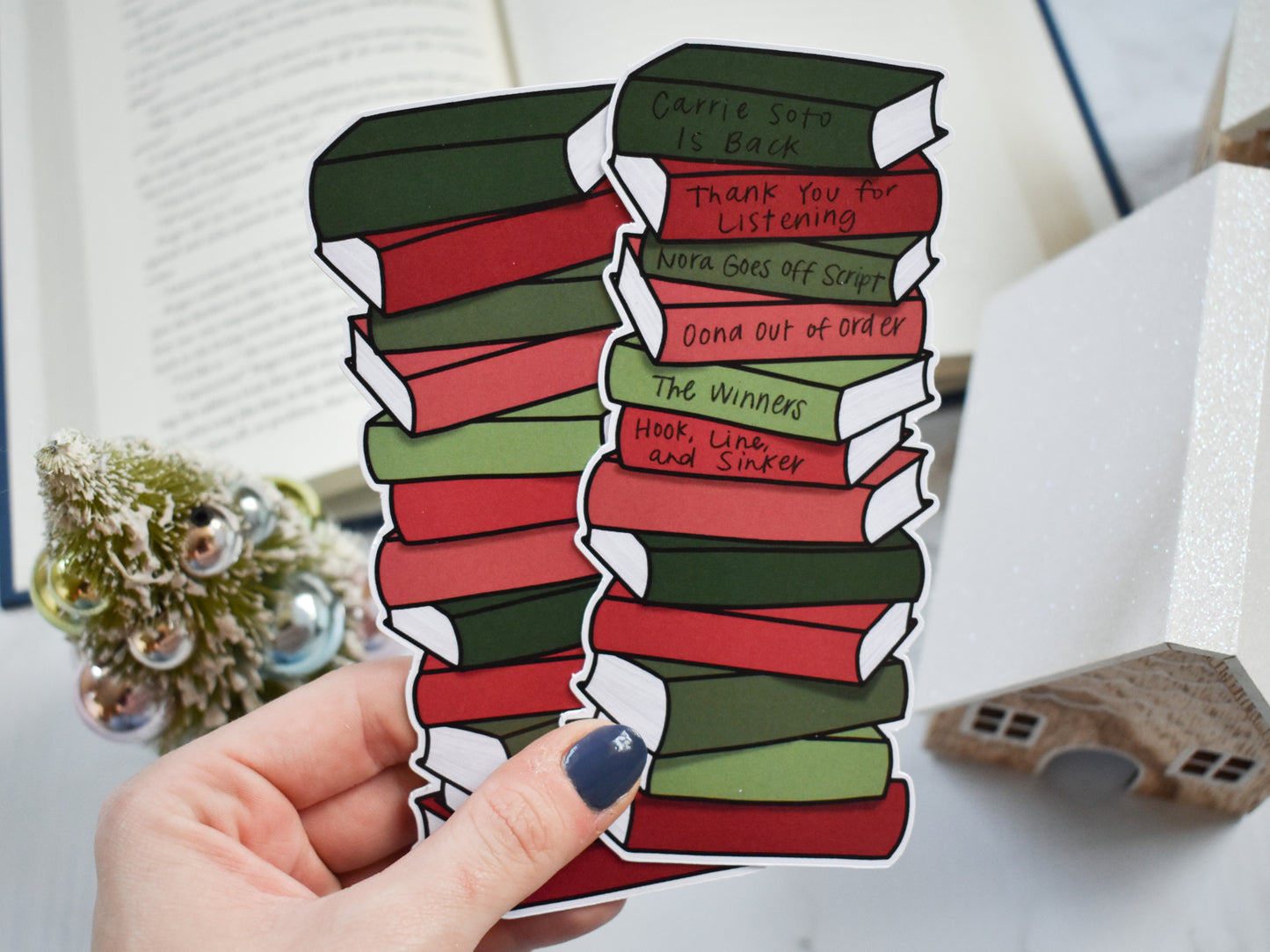 Book Stack Bookmark (Christmas)